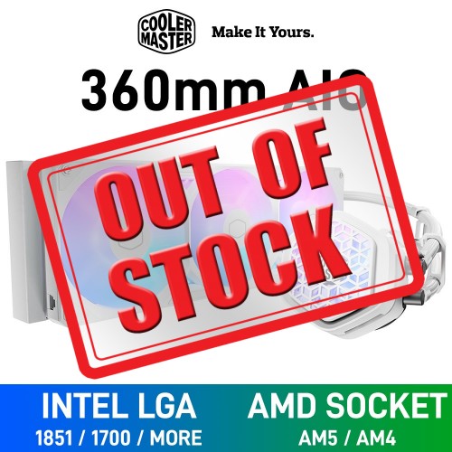 Cooler Master MasterLiquid ATMOS II VRM FAN ARGB AIO Liquid Cooler, 360mm — White Cooler Master MasterLiquid ATMOS II VRM FAN ARGB AIO Liquid Cooler, 360mm — White