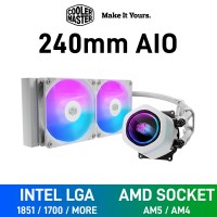 Cooler Master MasterLiquid CORE NEX ARGB AIO Liquid Cooler with Infinity Mirror, 240mm — White