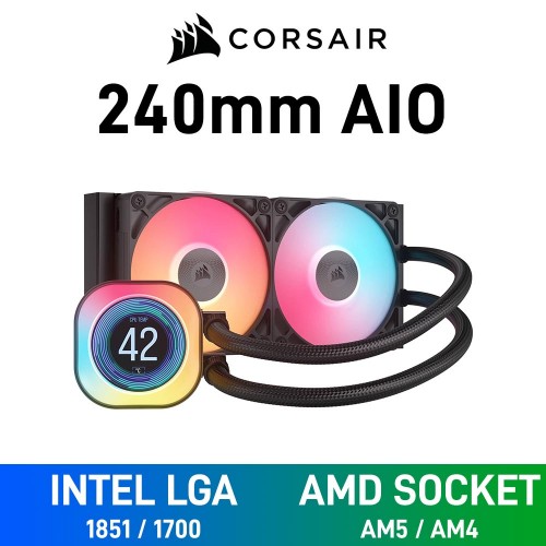 Corsair iCUE LINK TITAN 240 RX LCD RGB AIO Liquid Cooler, 240mm — Black