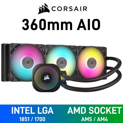 Corsair iCUE LINK TITAN 360 RX RGB AIO Liquid Cooler, 360mm — Black Corsair iCUE LINK TITAN 360 RX RGB AIO Liquid Cooler, 360mm — Black
