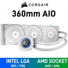 Corsair NAUTILUS 360 RS LCD AIO Liquid Cooler with LCD Display, 360mm — White