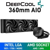 DEEPCOOL LE360 V2 ZERO DARK AIO Liquid Cooler, 360mm — Black