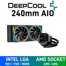 DEEPCOOL LM240 ARGB AIO Liquid Cooler with 2.4" IPS LCD Display, 240mm — Black