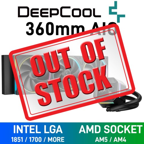DEEPCOOL LM360 ARGB AIO Liquid Cooler with 2.4" IPS LCD Display, 360mm — Black