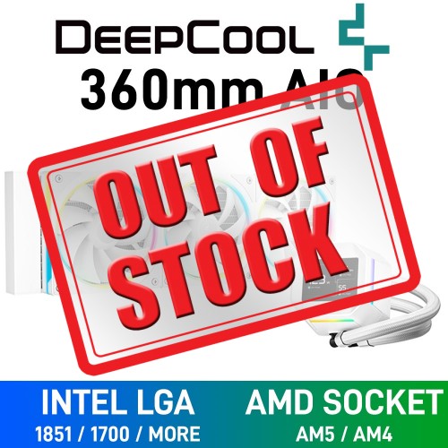DEEPCOOL LM360 WH ARGB AIO Liquid Cooler with 2.4" IPS LCD Display, 360mm — White