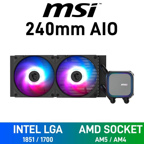 MSI MAG CORELIQUID A13 240 ARGB AIO Liquid Cooler, 240mm — Black