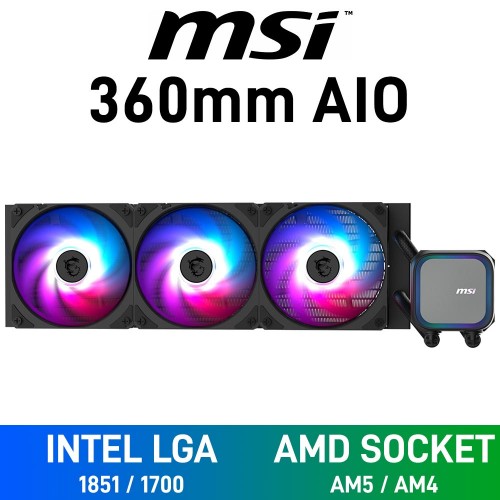 MSI MAG CORELIQUID A13 360 ARGB AIO Liquid Cooler, 360mm — Black
