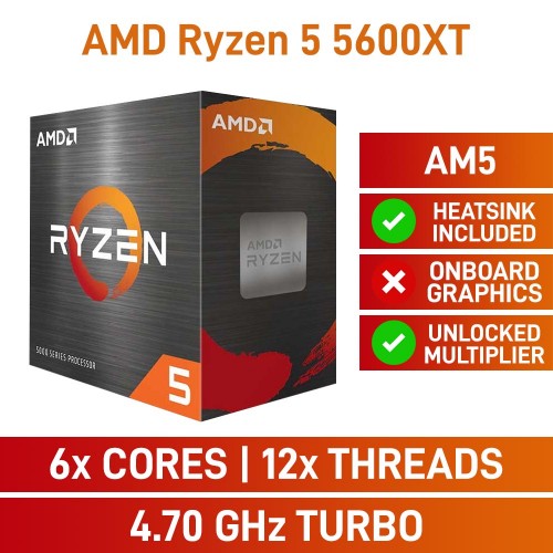 AMD Ryzen 5 5600XT Hex Core CPU, Unlocked Multiplier, Socket AM4, 3.7GHz (4.7GHz Boost)