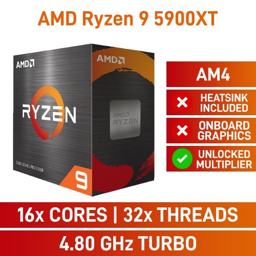 AMD Ryzen 9 5900XT 16 Core CPU, Socket AM4, 3.3GHz (4.8GHz Boost)