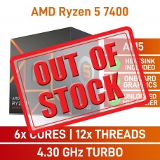 AMD Ryzen 5 7400 6-Core CPU, Unlocked Multiplier, Socket AM5, 3.3GHz (4.3GHz Boost) AMD Ryzen 5 7400 6-Core CPU, Unlocked Multiplier, Socket AM5, 3.3GHz (4.3GHz Boost)