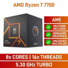 AMD Ryzen 7 7700 8-Core CPU, Unlocked Multiplier, Socket AM5, 3.8GHz (5.3GHz Boost)