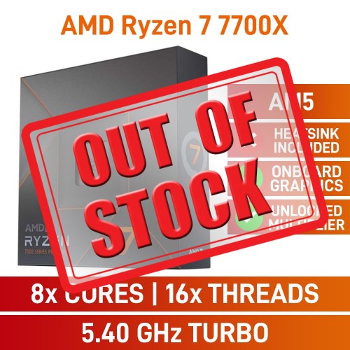 AMD Ryzen 7 7700X 8-Core CPU, Unlocked Multiplier, Socket AM5, 4.5GHz (5.4GHz Boost)