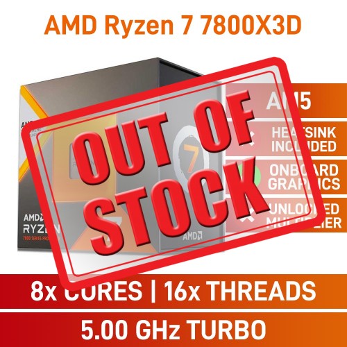 AMD Ryzen 7 7800X3D 8-Core CPU, No Cooler, Socket AM5, 4.2GHz (5.0GHz Boost)