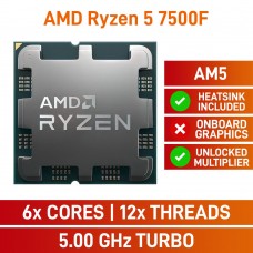 AMD Ryzen 5 7500F 6-Core CPU, Unlocked Multiplier, Socket AM5, 3.7GHz (5.0GHz Boost)