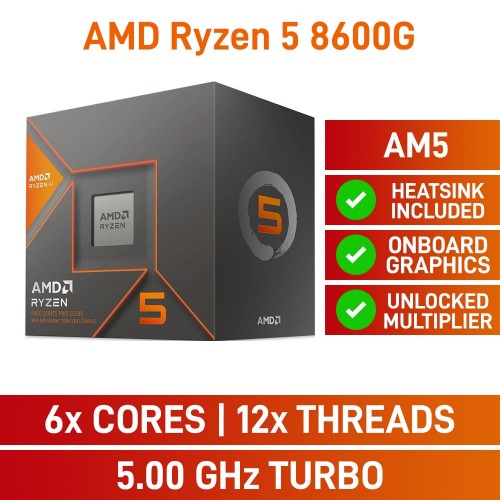 AMD Ryzen 5 AI 8600G 6-Core CPU, Socket AM5, 4.3GHz (5.0GHz Boost)