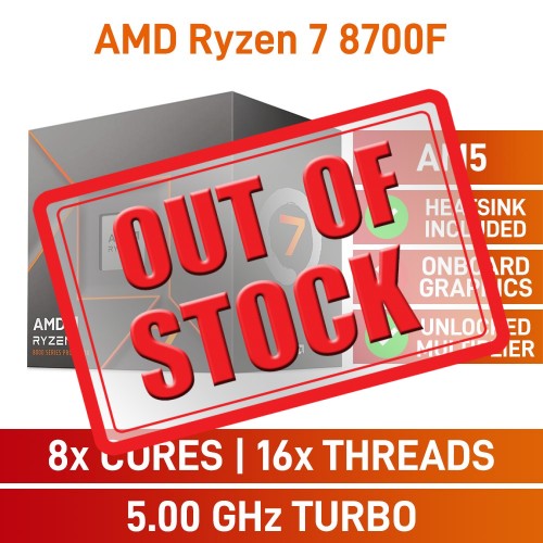 AMD Ryzen 7 AI 8700F 8-Core CPU, Socket AM5, 4.1GHz (5.0GHz Boost) AMD Ryzen 7 AI 8700F 8-Core CPU, Socket AM5, 4.1GHz (5.0GHz Boost)