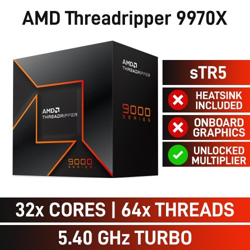 AMD Ryzen Threadripper 9970X 32-Core CPU, Socket sTR5, 3.2GHz (5.4GHz Boost)