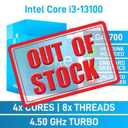 Intel Core i3-13100 4 Core CPU with HyperThreading, Integrated Intel UHD Graphics, LGA1700, 3.4GHz (4.5GHz Turbo)