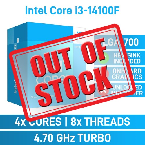 Intel Core i3-14100F 4 Core CPU, LGA1700, 3.5GHz (4.7GHz Turbo)
