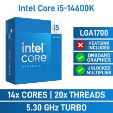 Intel Core i5-14600K 14 Core CPU, No Cooler, Unlocked Multiplier, LGA1700, 3.5GHz (5.3GHz Turbo)