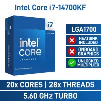 Intel Core i7-14700KF 20 Core CPU, No Cooler, Unlocked Multiplier, LGA1700, 3.5GHz (5.6GHz Turbo)