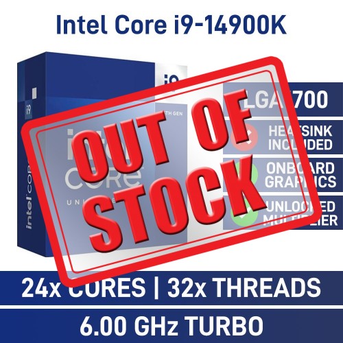 Intel Core i9-14900K 24 Core CPU, No Cooler, LGA1700, 3.2GHz (6.0GHz Turbo)