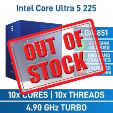 Intel Core Ultra 5 225 10 Core CPU, LGA1851, 3.3GHz (4.9GHz Turbo) Intel Core Ultra 5 225 10 Core CPU, LGA1851, 3.3GHz (4.9GHz Turbo)