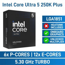 Intel Core Ultra 5 250K PLUS 18 Core CPU, No Cooler, LGA1851, 4.2GHz (5.3GHz Turbo)