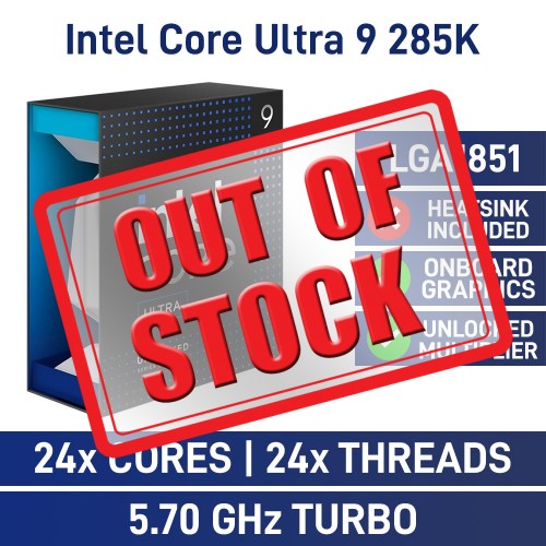 Intel Core Ultra 9 285K 24 Core CPU, No Cooler, LGA1851, 3.7GHz (5.7GHz Turbo)