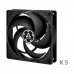 Arctic P12 PWM PST High Static Pressure Value Pack 120mm Fan, Pack of 5 — Black