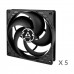 Arctic P14 PWM PST High Static Pressure Value Pack 140mm Fan, Pack of 5 — Black