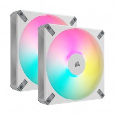 Corsair iCUE AF140 RGB ELITE High-Performance Fluid Dynamic Bearing Fan, 140mm, 2 Pack with Controller — White