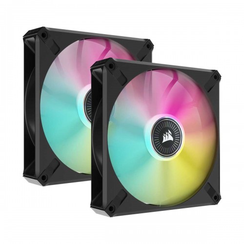 Corsair iCUE ML140 RGB ELITE Magnetic Levitation Premium LED Fan, 2 Pack with Lighting Node CORE Controller, 140mm — Black