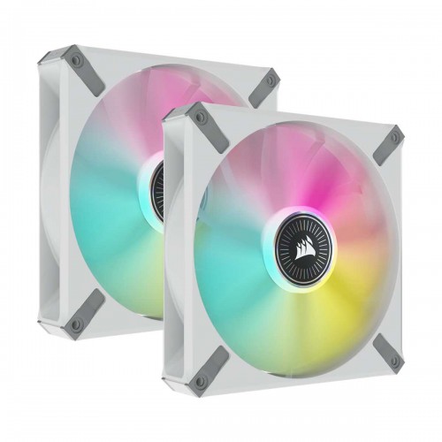 Corsair iCUE ML140 RGB ELITE Magnetic Levitation Premium LED Fan, 2 Pack with Lighting Node CORE Controller, 140mm — White