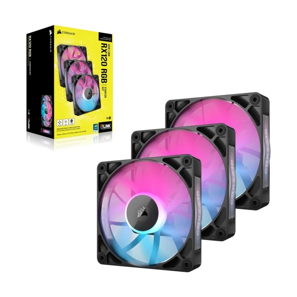 Corsair iCUE LINK RX120 RGB Fan Starter Kit, 120mm, Pack with