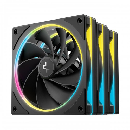 DEEPCOOL FL12R SE 3IN1 ARGB Reverse Flow 120mm Fan, Pack of 3 — Black DEEPCOOL FL12R SE 3IN1 ARGB Reverse Flow 120mm Fan, Pack of 3 — Black