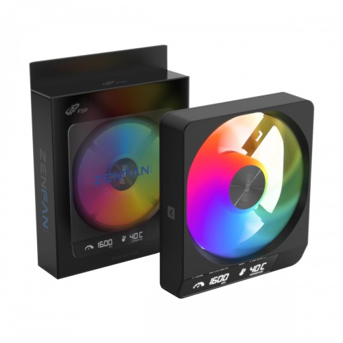 FSP ZENFAN ARGB Smart Fan with Digital Display & Intelligent Speed Control, 120mm — Black