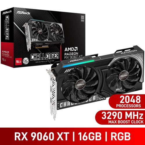 ASRock Radeon RX 9060 XT CHALLENGER 16GB OC Graphics Card, 16GB