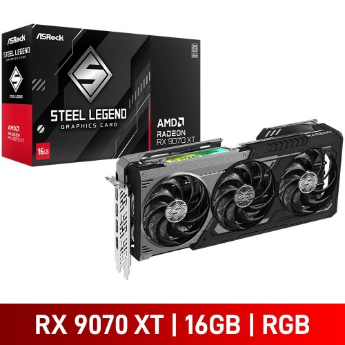 ASRock Radeon RX 9070 XT STEEL LEGEND DARK 16GB Graphics Card, 16GB