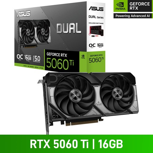 ASUS DUAL GeForce RTX 5060 Ti OC Edition 16GB GDDR7 Graphics Card, 16GB ASUS DUAL GeForce RTX 5060 Ti OC Edition 16GB GDDR7 Graphics Card, 16GB
