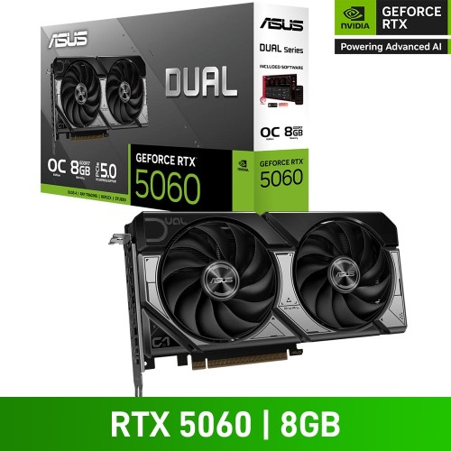 ASUS DUAL GeForce RTX 5060 OC Edition 8GB GDDR7 Graphics Card, 8GB ASUS DUAL GeForce RTX 5060 OC Edition 8GB GDDR7 Graphics Card, 8GB