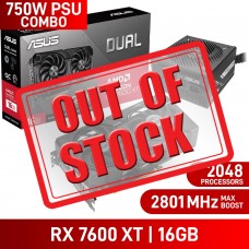 ASUS DUAL Radeon RX 7600 XT OC Edition Graphics Card, 16GB + ASUS PRIME 750B ATX PSU, 750w ASUS DUAL Radeon RX 7600 XT OC Edition Graphics Card, 16GB + ASUS PRIME 750B ATX PSU, 750w