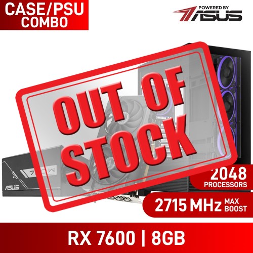 ASUS DUAL Radeon RX 7600 EVO OC Edition 8GB GDDR6 Graphics Card, 8GB + ASUS A31 PLUS ARGB ATX Case, Black + ASUS PRIME 750B PSU, 750w