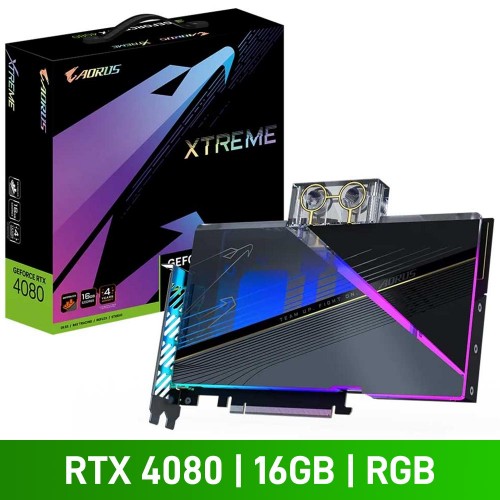 Gigabyte AORUS GeForce RTX 4080 16GB XTREME WATERFORCE WB Graphics Card, 16GB