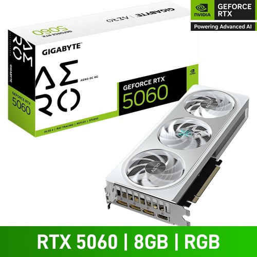 Gigabyte GeForce RTX 5060 AERO OC 8G Graphics Card, 8GB Gigabyte GeForce RTX 5060 AERO OC 8G Graphics Card, 8GB