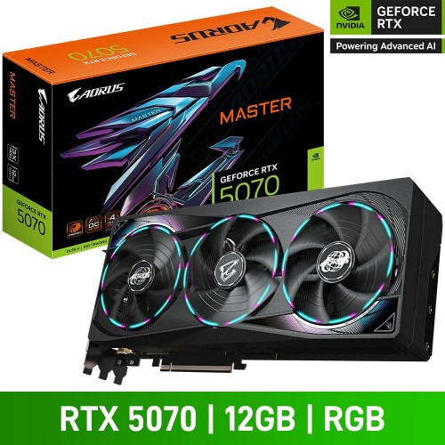 Gigabyte AORUS GeForce RTX 5070 MASTER 12G Graphics Card, 12GB