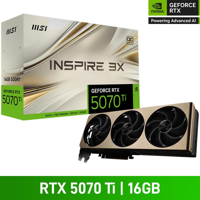 MSI GeForce RTX 5070 Ti 16G INSPIRE 3X OC PLUS Graphics Card, 16GB