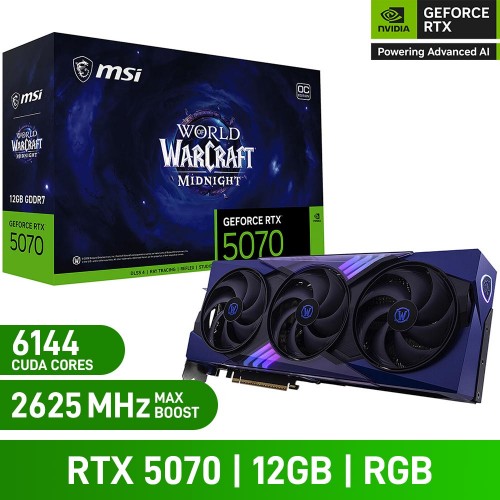 MSI GeForce RTX 5070 12G World of Warcraft MIDNIGHT VOID EDITION OC Limited Edition Graphics Card, 12GB