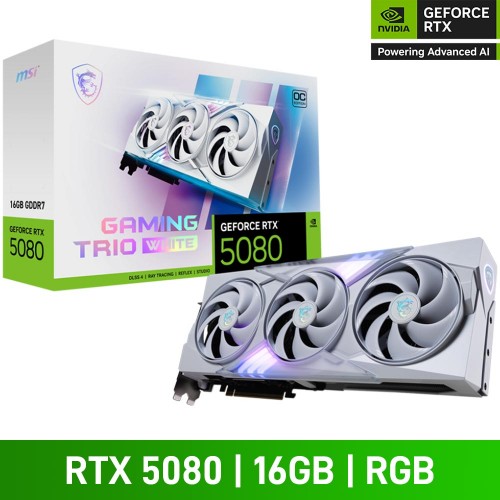 MSI GeForce RTX 5080 16G GAMING TRIO OC WHITE Graphics Card, 16GB