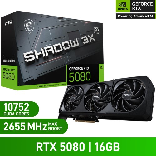 MSI GeForce RTX 5080 16G SHADOW 3X OC Graphics Card, 16GB